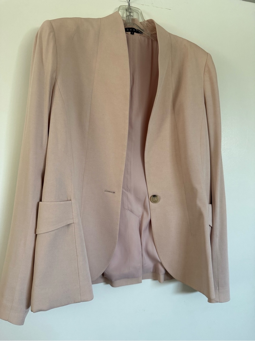 Theory Womens Blush Pink Tailored Single-Button Blazer
